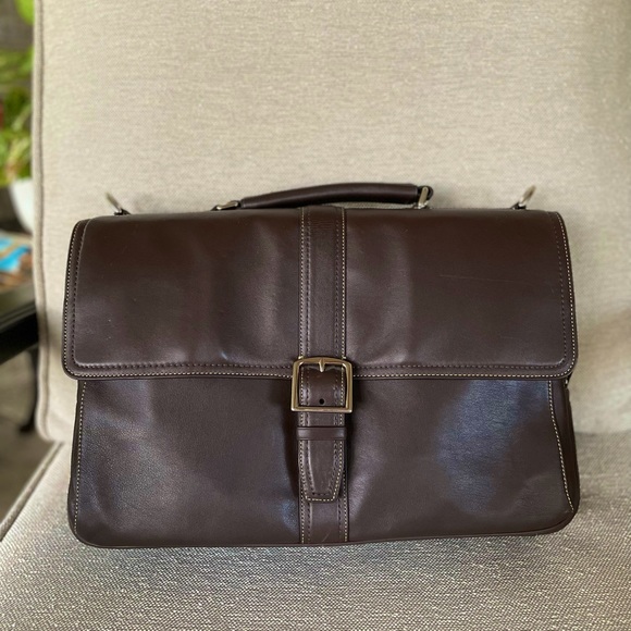 Men’s Coach Dark Brown Brief Case Never Used - Picture 1 of 14